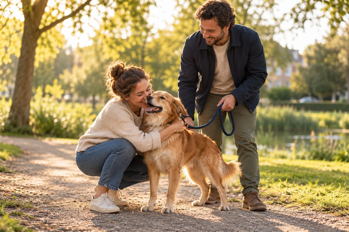 Freude beim Wiedersehen mit einem Hund